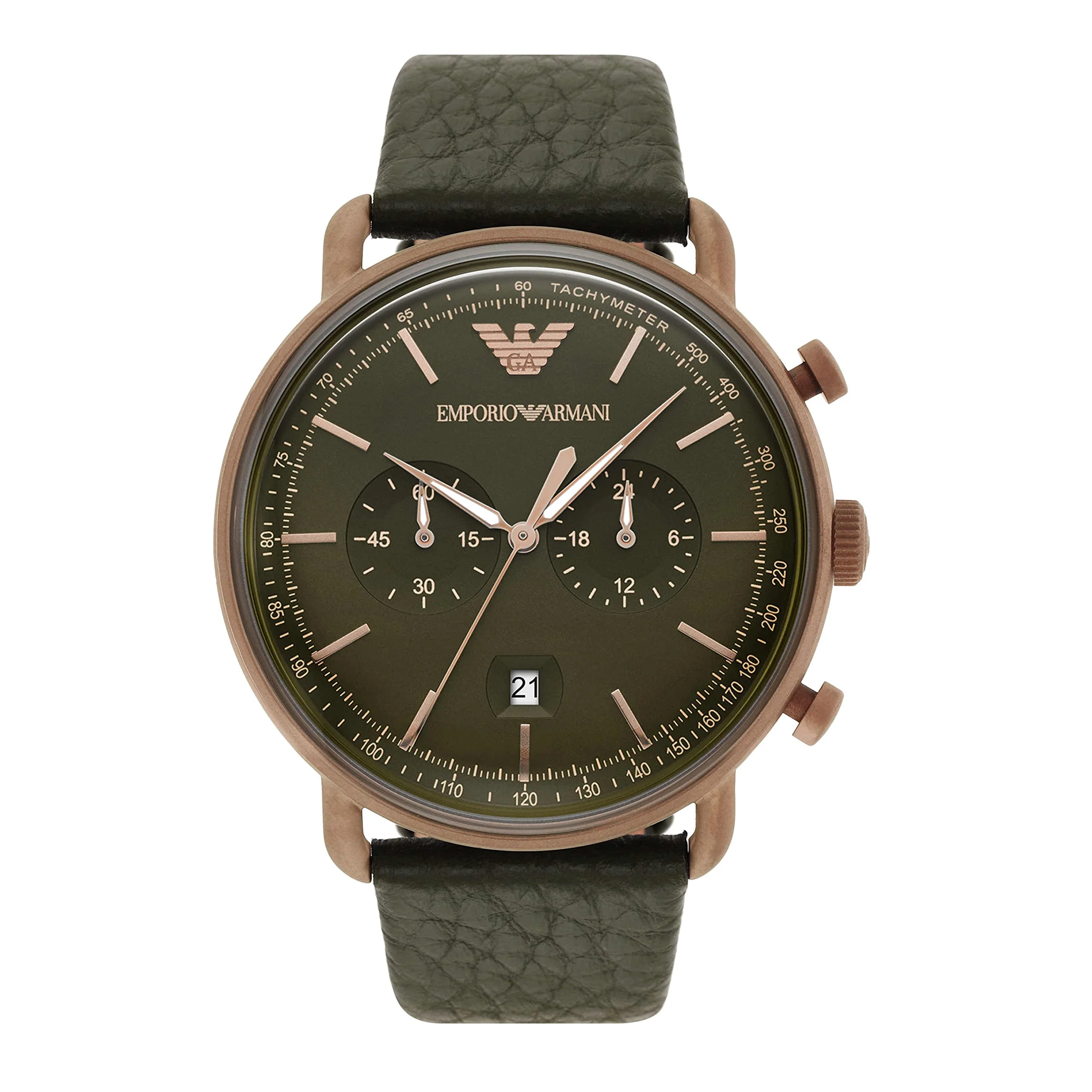 EMPORIO ARMANI AR11421 Chronograph Green Leather Watch