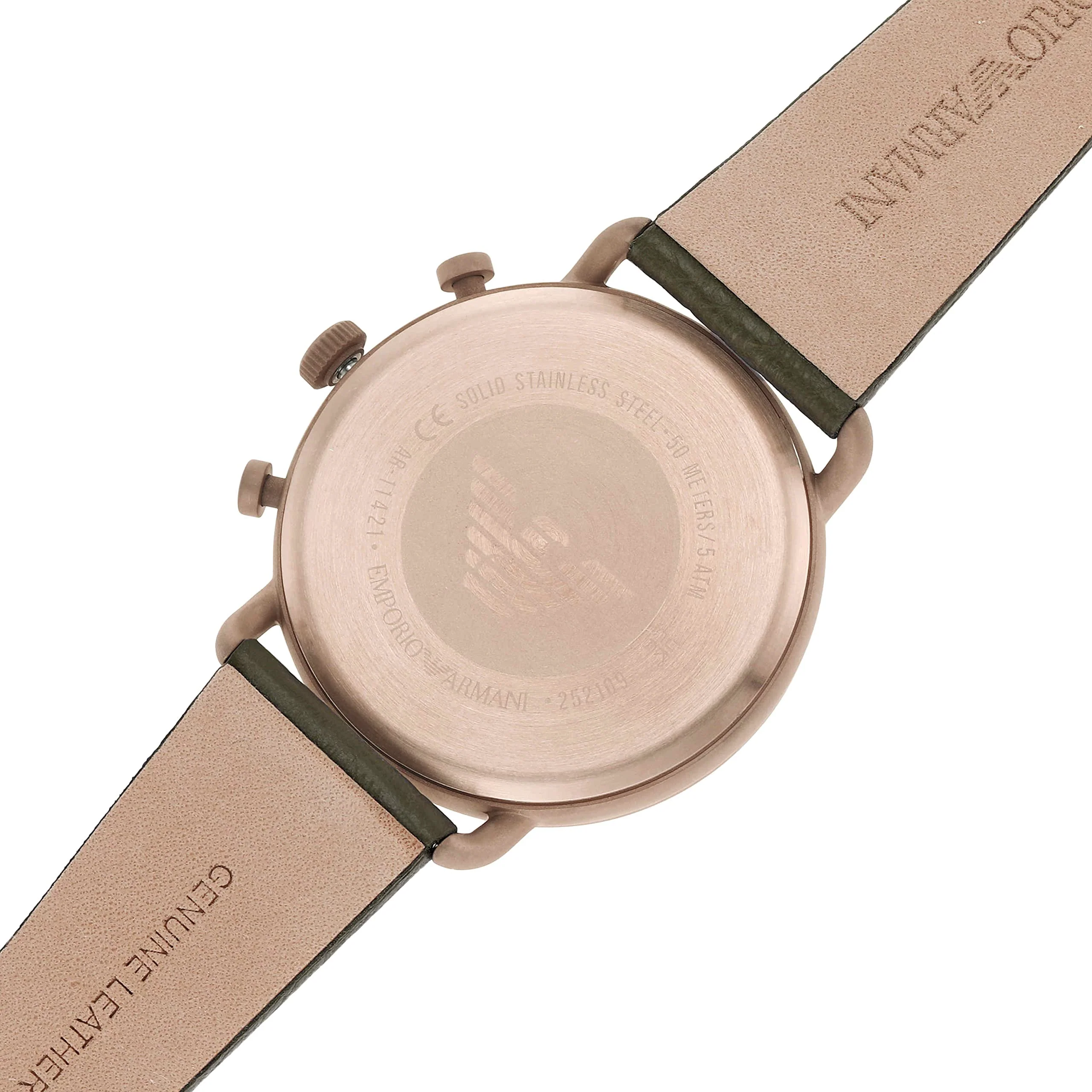 EMPORIO ARMANI AR11421 Chronograph Green Leather Watch - Image 5
