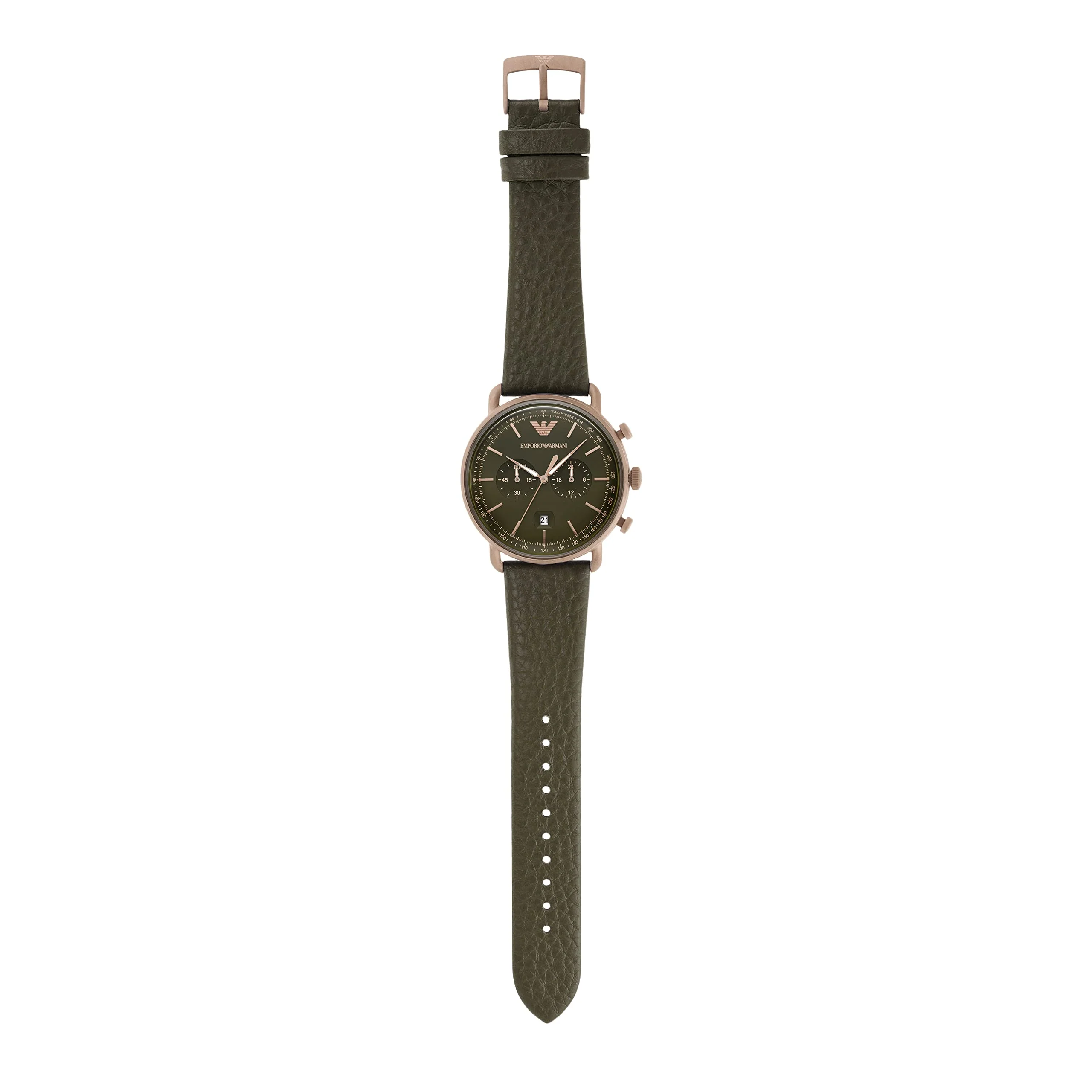 EMPORIO ARMANI AR11421 Chronograph Green Leather Watch - Image 6