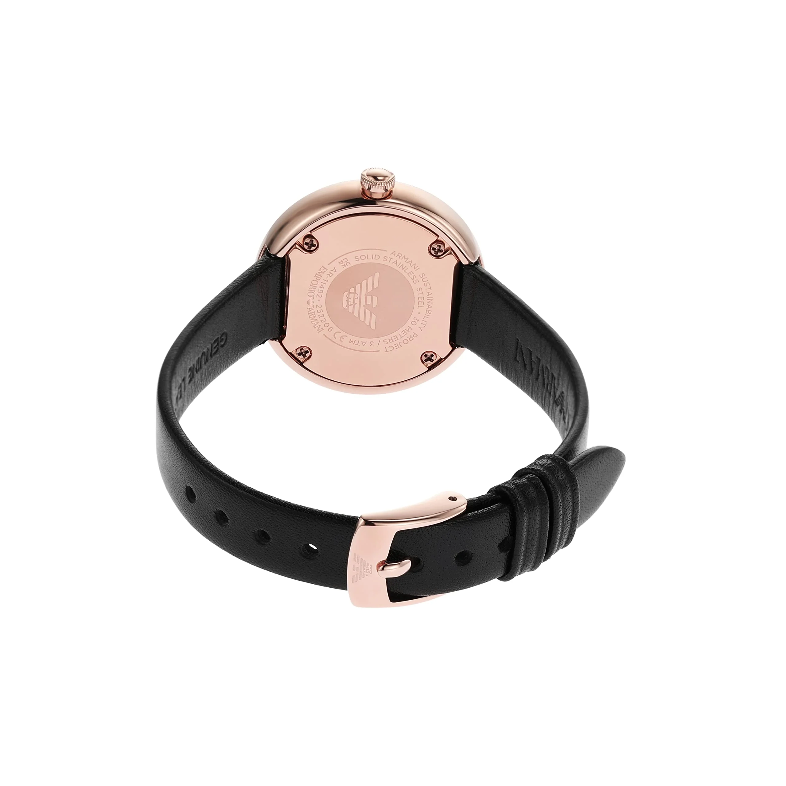 EMPORIO ARMANI AR11492 Two-Hand Black Leather Watch - Image 3