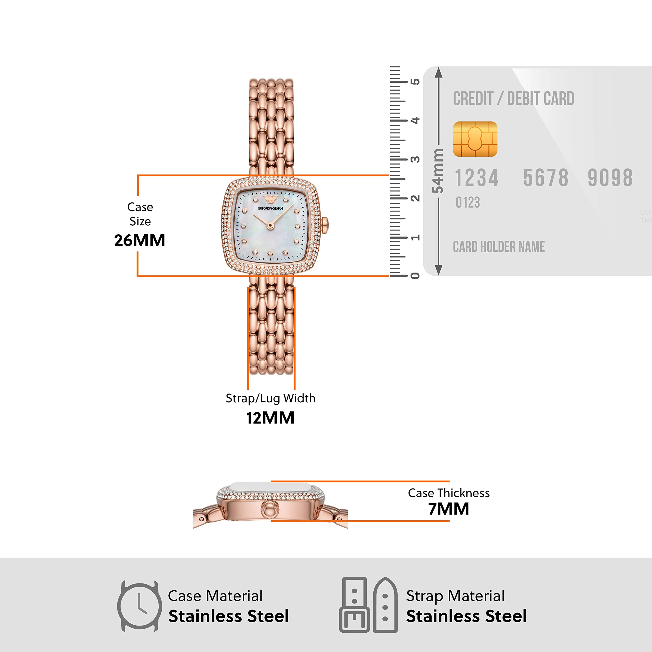 EMPORIO ARMANI AR11496 Rose Gold Stainless Steel Women's Watch - Image 5