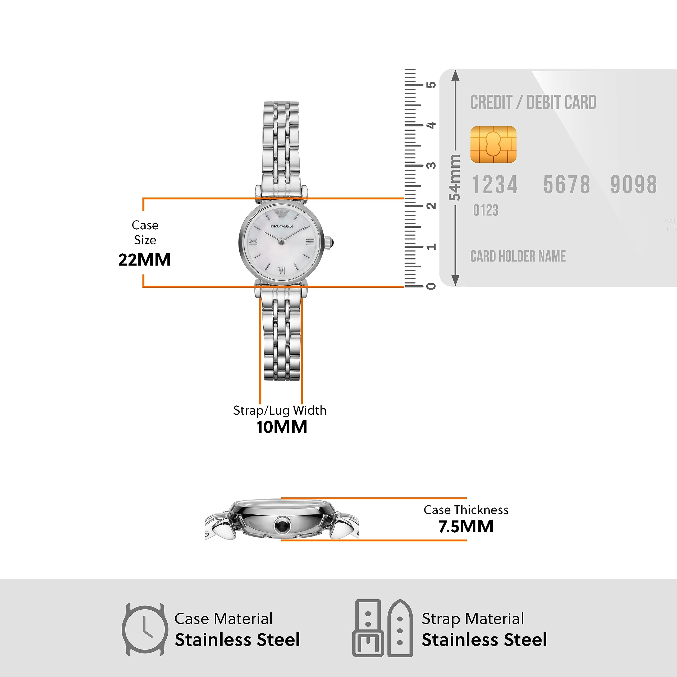 EMPORIO ARMANI AR1763 Women's Silver Stainless Steel Watch - Image 5