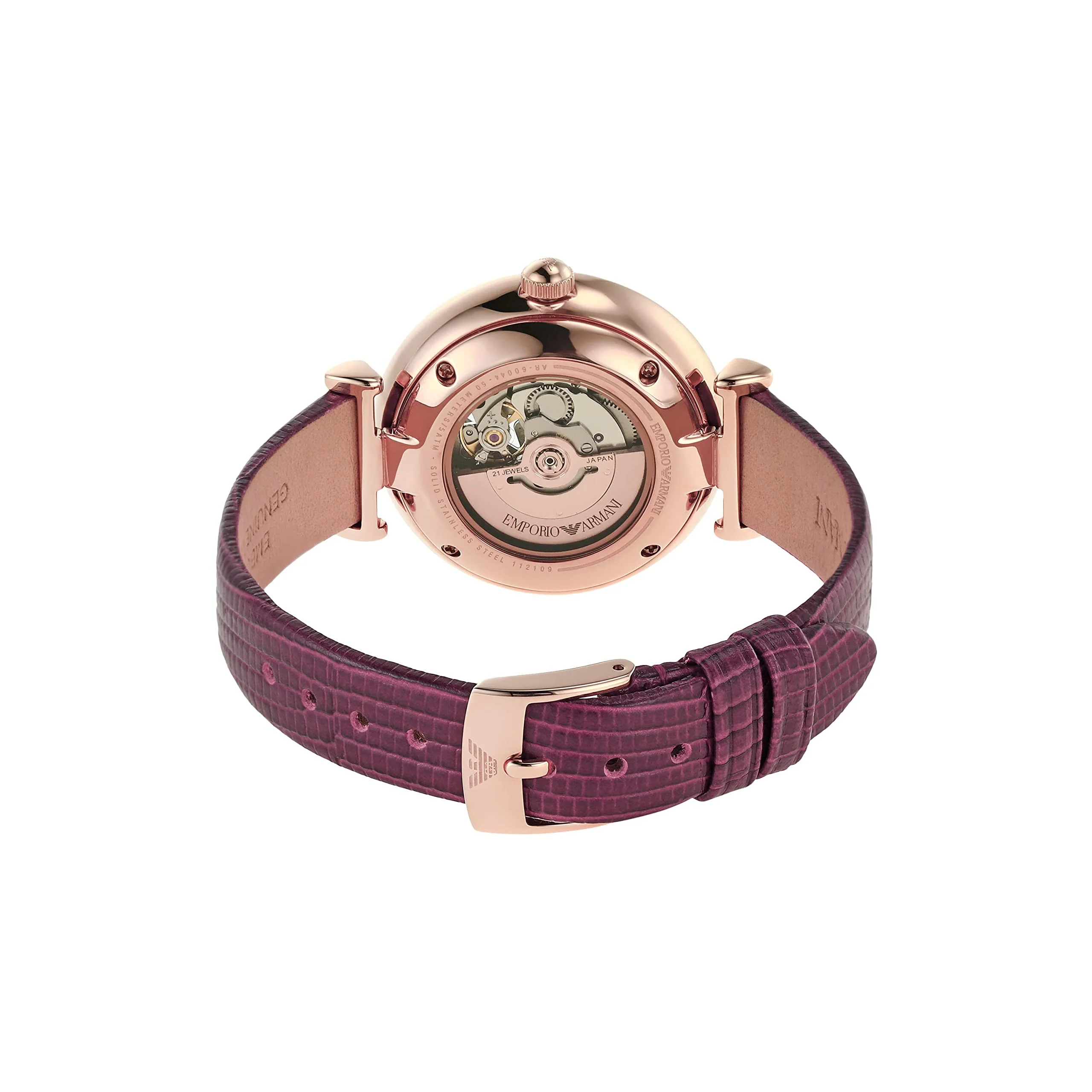 EMPORIO ARMANI AR60044 Automatic Red Leather Watch - Image 3