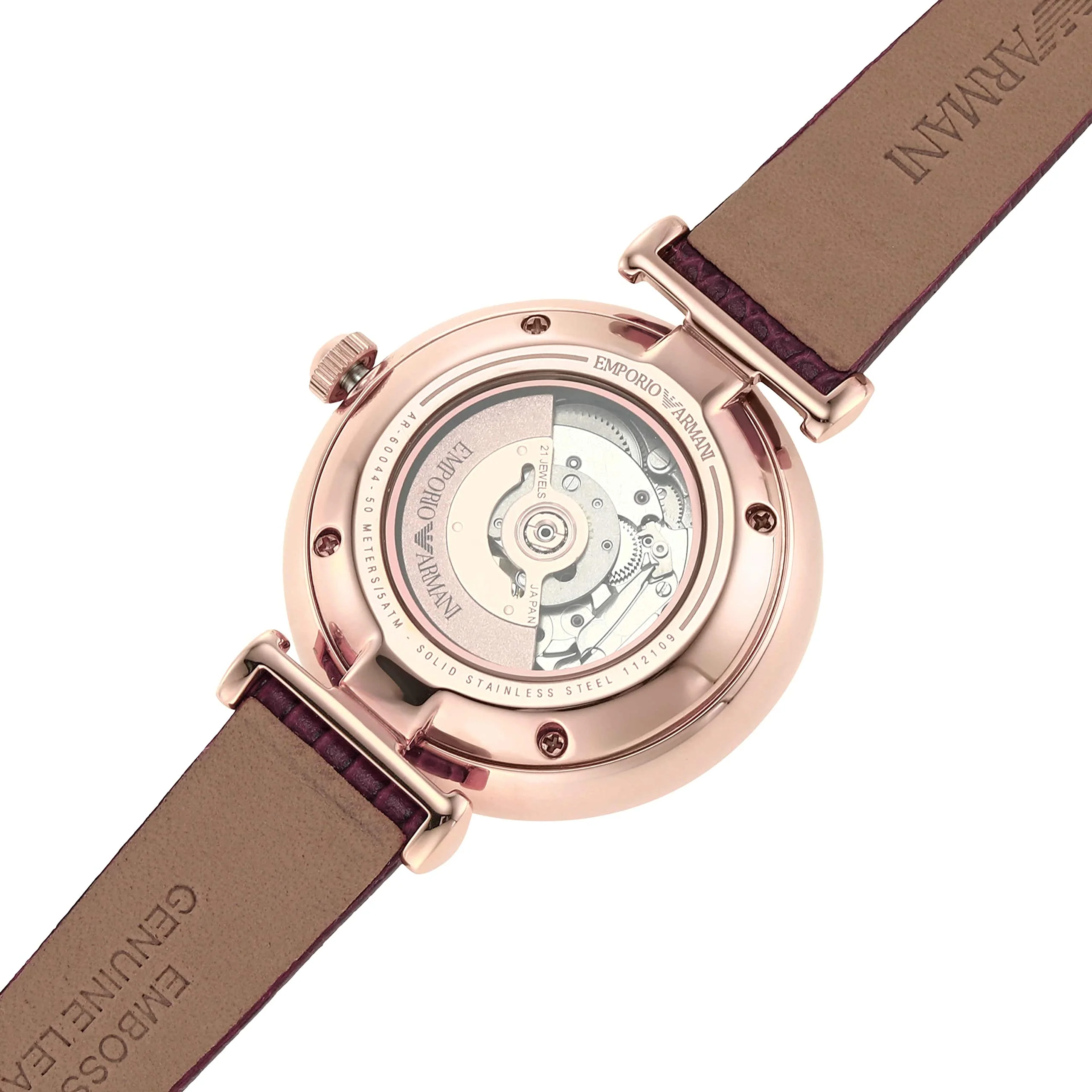 EMPORIO ARMANI AR60044 Automatic Red Leather Watch - Image 5
