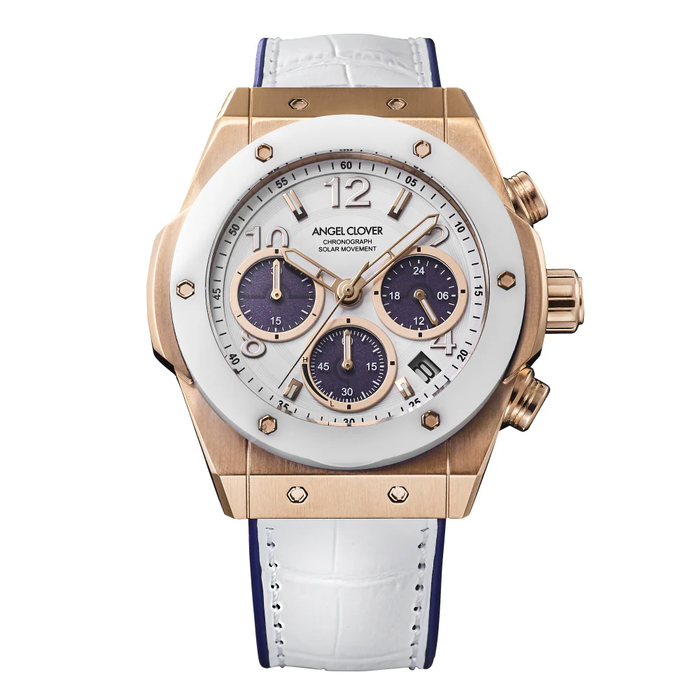 EVS45PWH-WH Exventure Solar Ceramic Watch 1 Year Warranty White Eco-Friendly Solar Powered Elegant Design