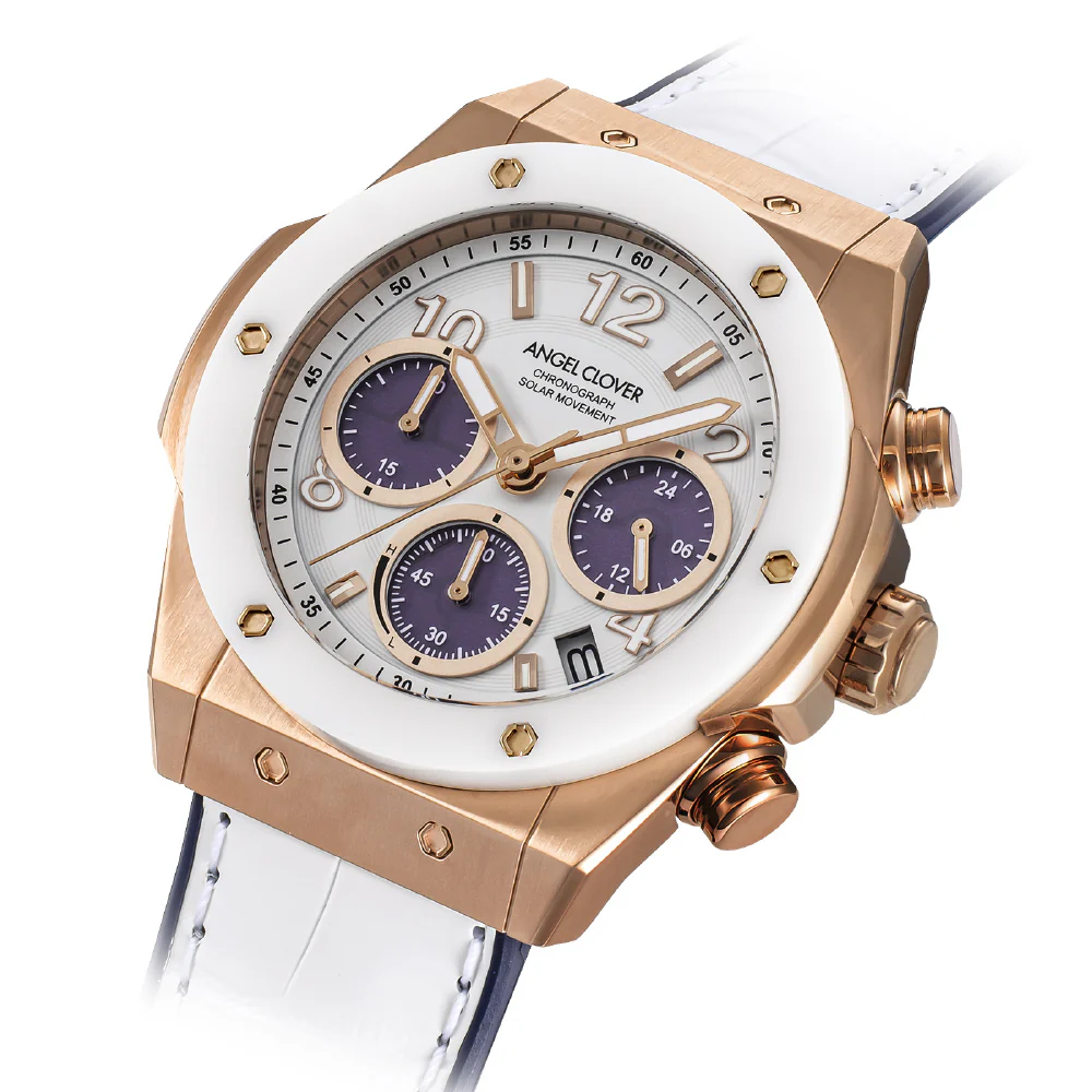 EVS45PWH-WH Exventure Solar Ceramic Watch 1 Year Warranty White Eco-Friendly Solar Powered Elegant Design - Image 4