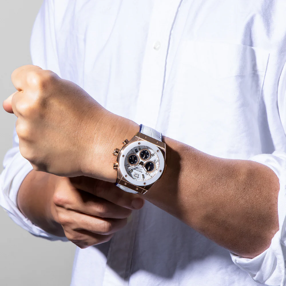 EVS45PWH-WH Exventure Solar Ceramic Watch 1 Year Warranty White Eco-Friendly Solar Powered Elegant Design - Image 9