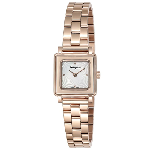 FERRAGAMO SFBY00419 Square Ladies Metal Band Watch with 2 Year Warranty Elegant Design and Durable Construction