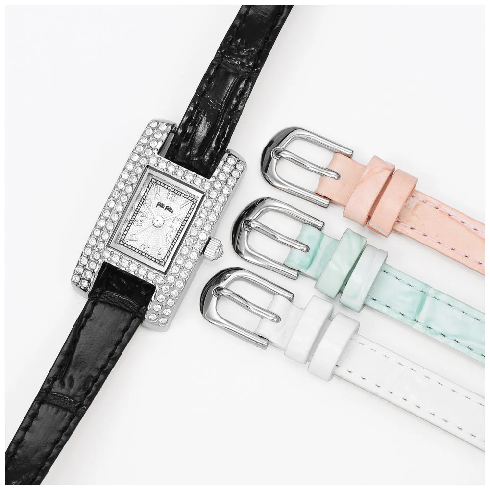 FOLLI FOLLIE WF5T082SPSSLVBKWHLBP Elegant Ladies' Watch with 3 Extra Straps, 5.0mm Slim Design, Water Resistant for Daily Use, Perfect for Any Occasion - Image 4