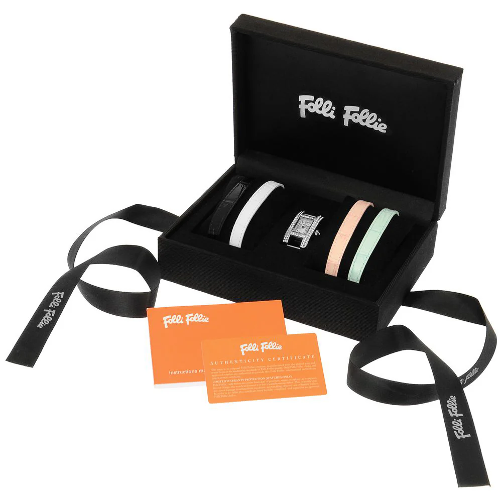 FOLLI FOLLIE WF5T082SPSSLVBKWHLBP Elegant Ladies' Watch with 3 Extra Straps, 5.0mm Slim Design, Water Resistant for Daily Use, Perfect for Any Occasion - Image 5