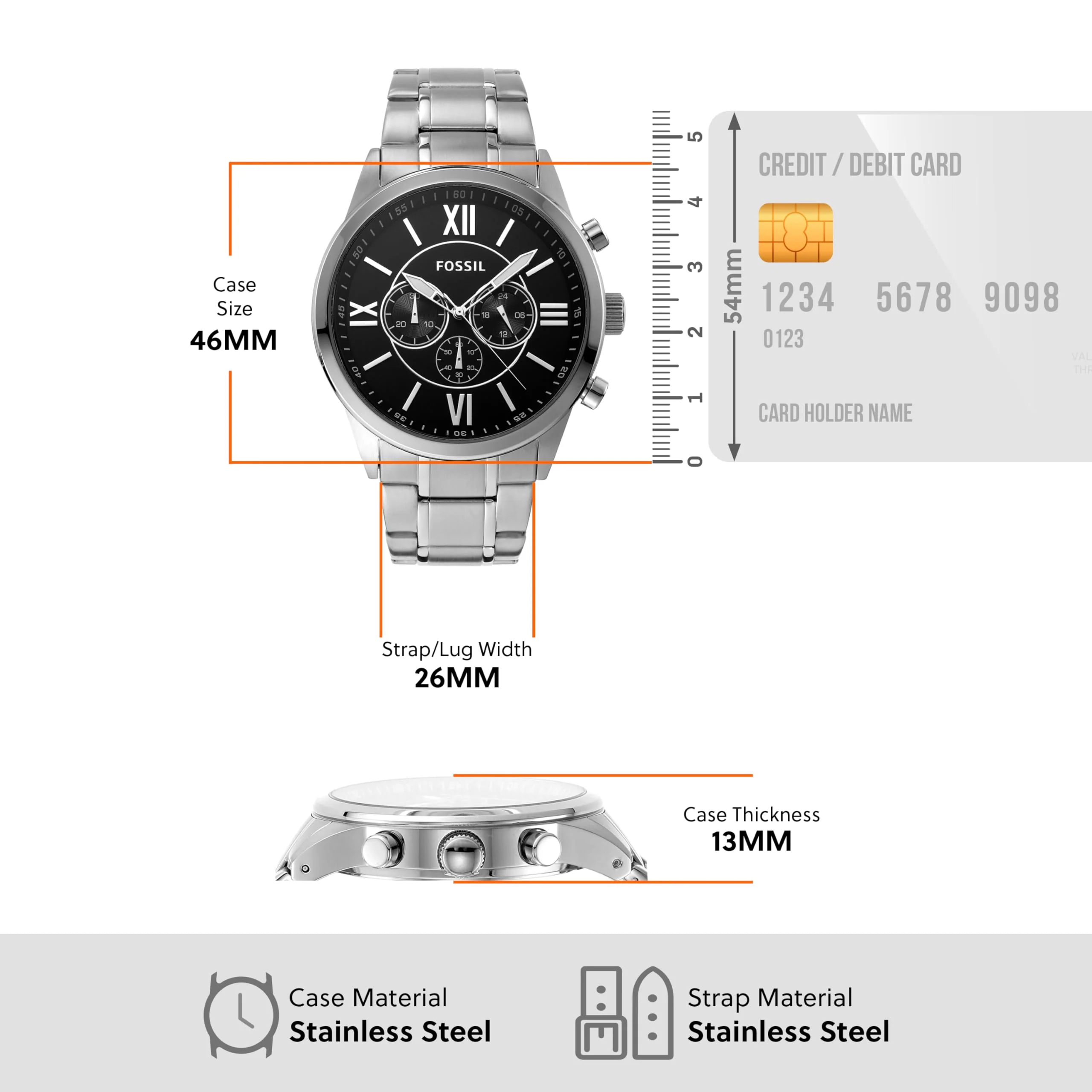 FOSSIL BQ1125IE Men's Quartz Chronograph Stainless Steel Watch - Image 5