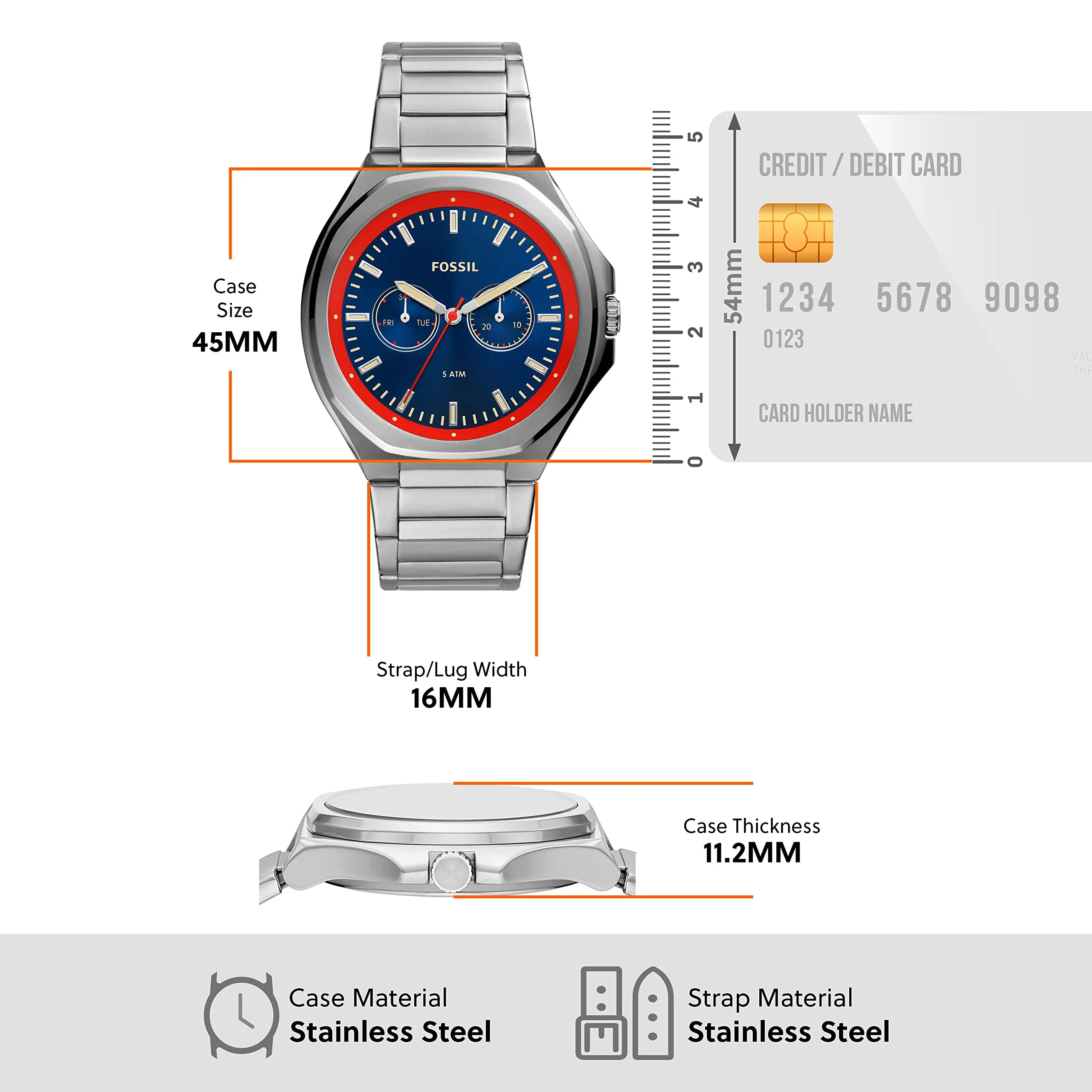 FOSSIL Evanston BQ2774 Multifunction Stainless Steel Watch - Image 5