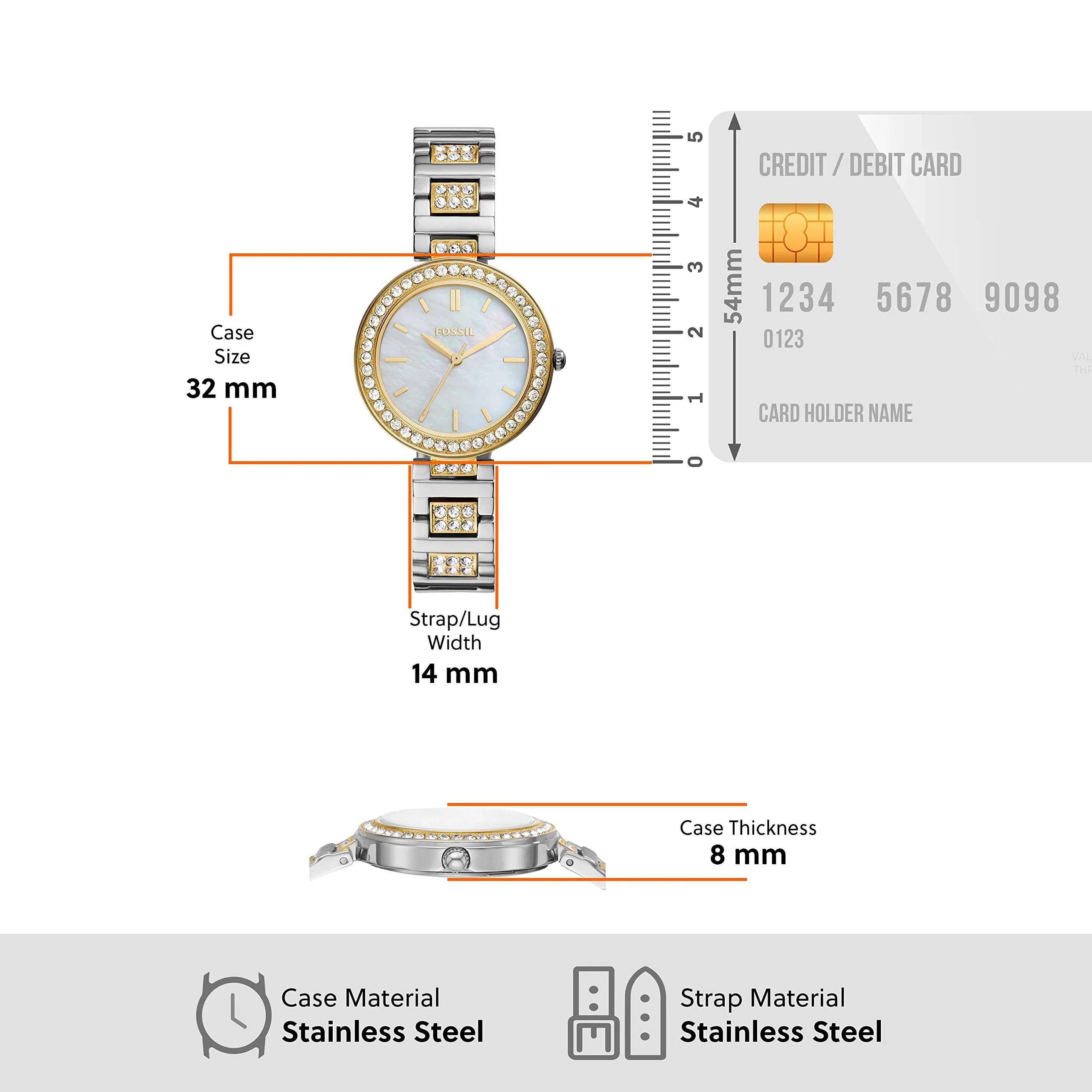 FOSSIL KARLI BQ3884 Two-Tone Stainless Steel Women's Watch - Image 5