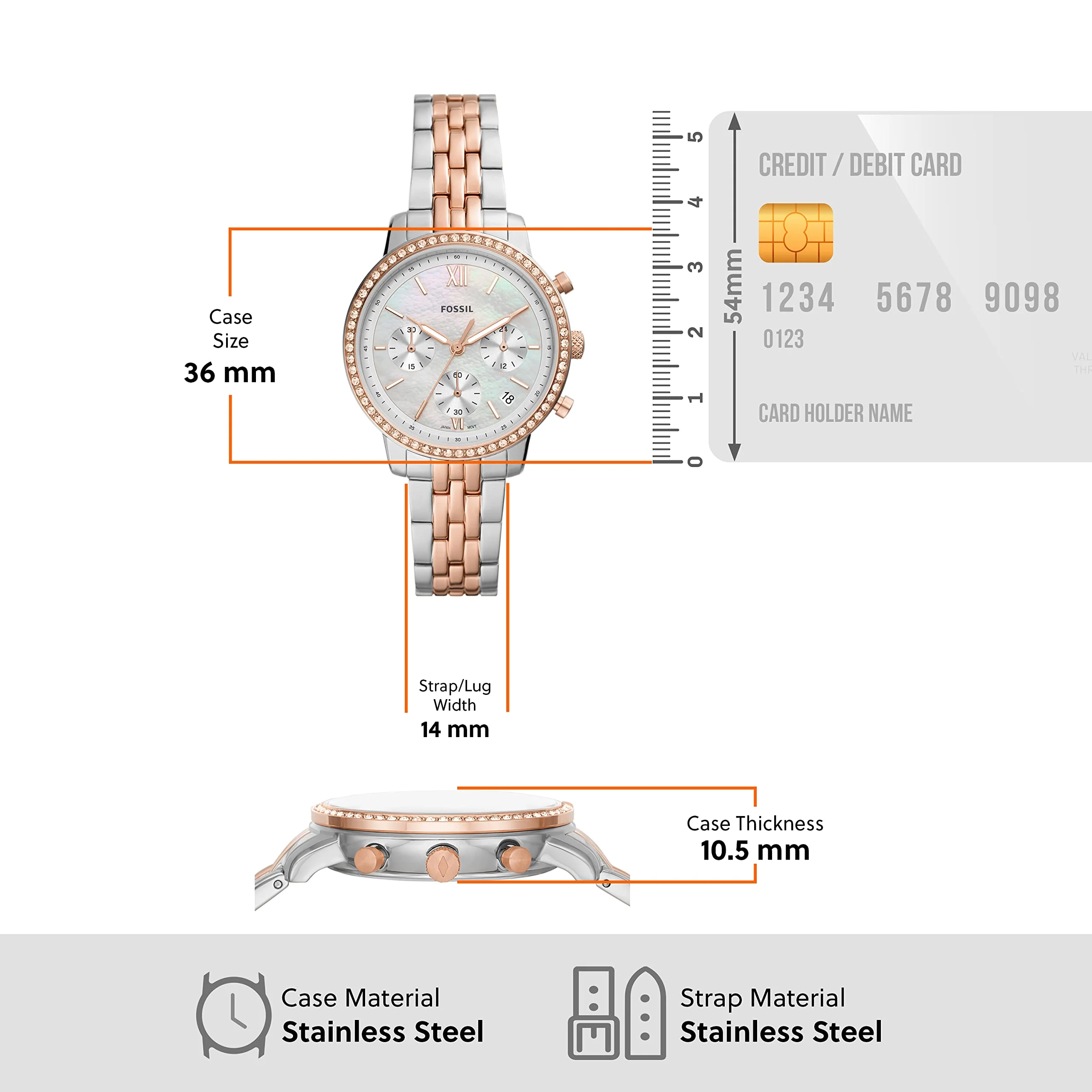 FOSSIL NEUTRA ES5279 Chronograph Two-Tone Watch - Image 5