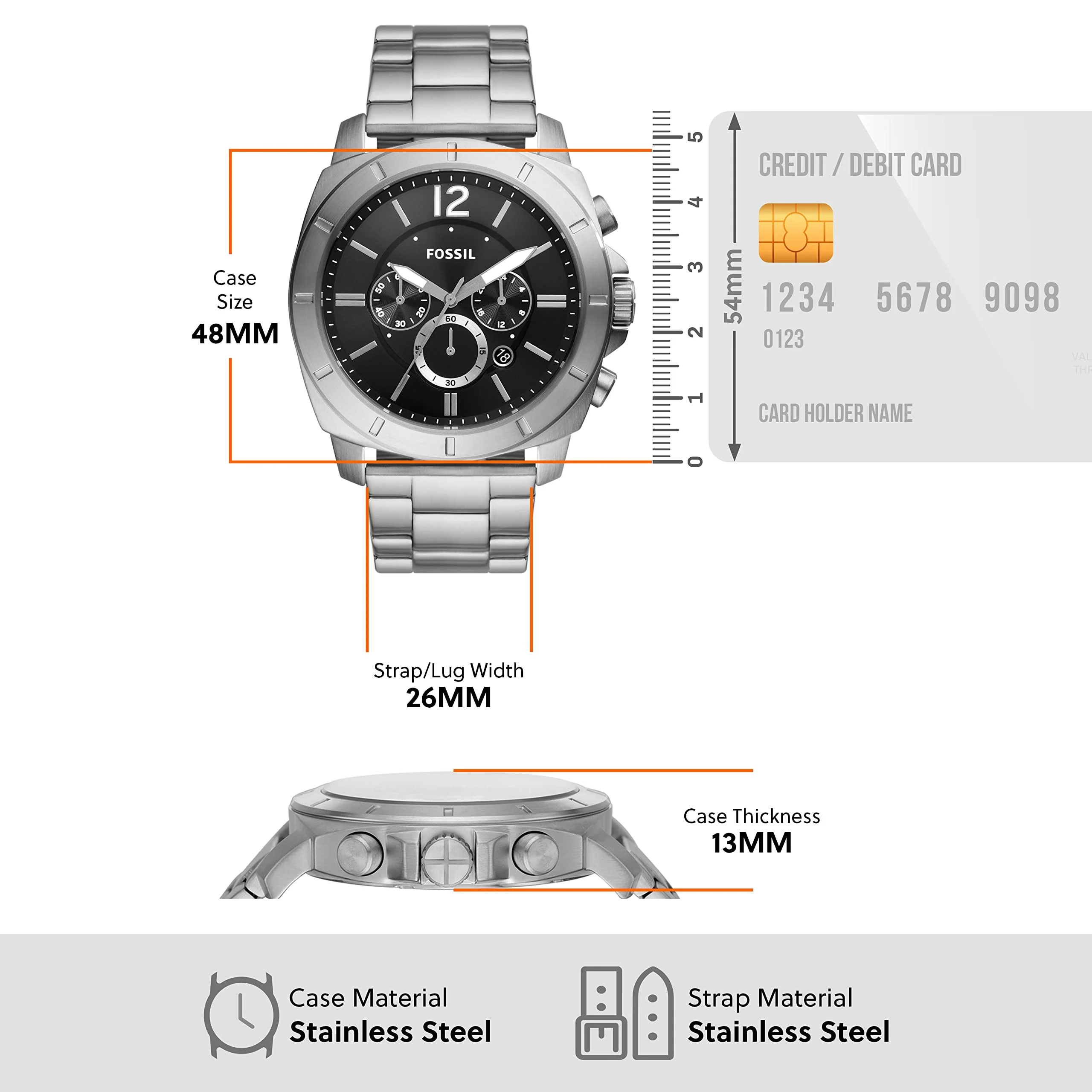 FOSSIL PRIVATEER BQ2757 Chronograph Stainless Steel Watch - Image 5