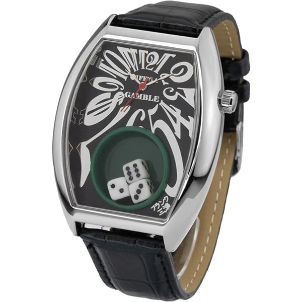 Frank Miura FMT104-SVBK Stylish Gambling Watch Water Resistant Unique Design Quartz Movement