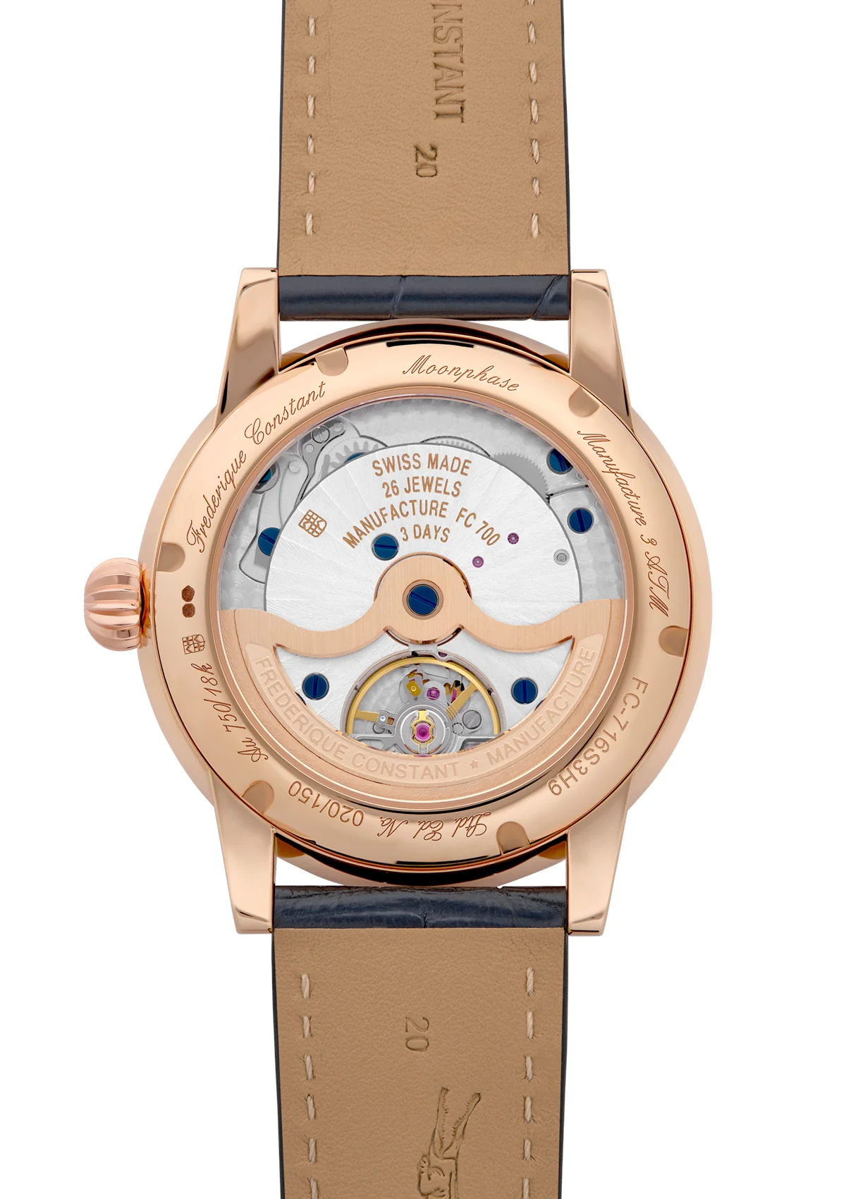 Frederique Constant FC-716S3H9 Swiss Automatic Movement Elegant Design Sapphire Crystal Leather Strap - Image 3