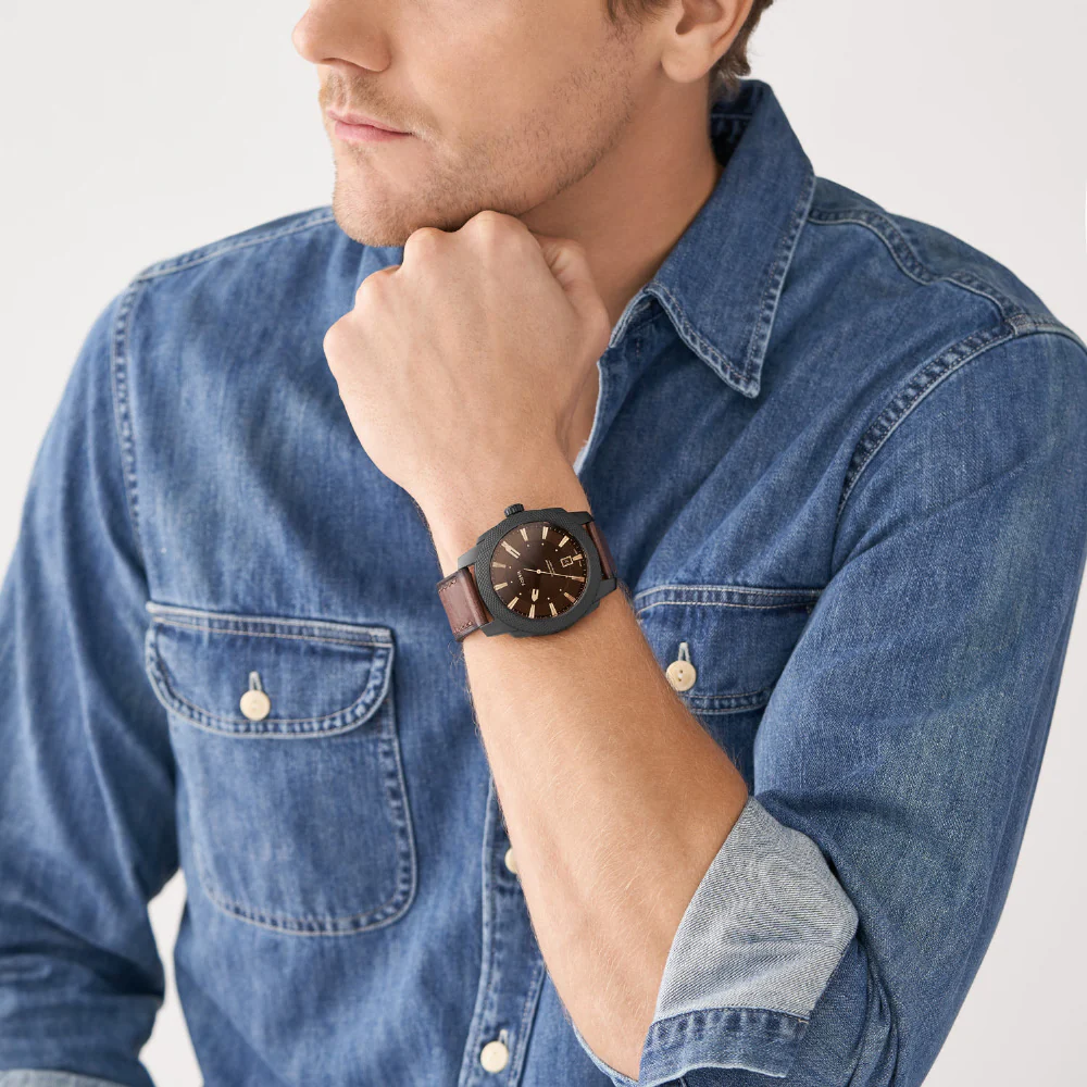 FS5972 FOSSIL MACHINE Chronograph Stainless Steel Water Resistant Leather Strap