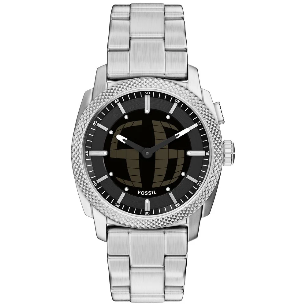 FS6155 FOSSIL Machine Chronograph Stainless Steel Black Dial Water Resistant Leather Strap