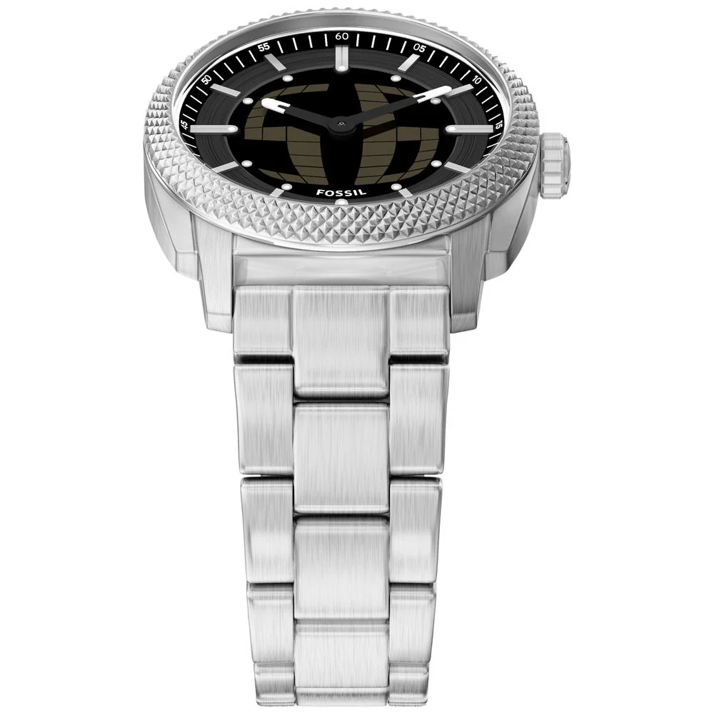 FS6155 FOSSIL Machine Chronograph Stainless Steel Black Dial Water Resistant Leather Strap - Image 2