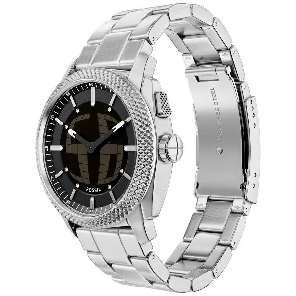 FS6155 FOSSIL Machine Chronograph Stainless Steel Black Dial Water Resistant Leather Strap - Image 3