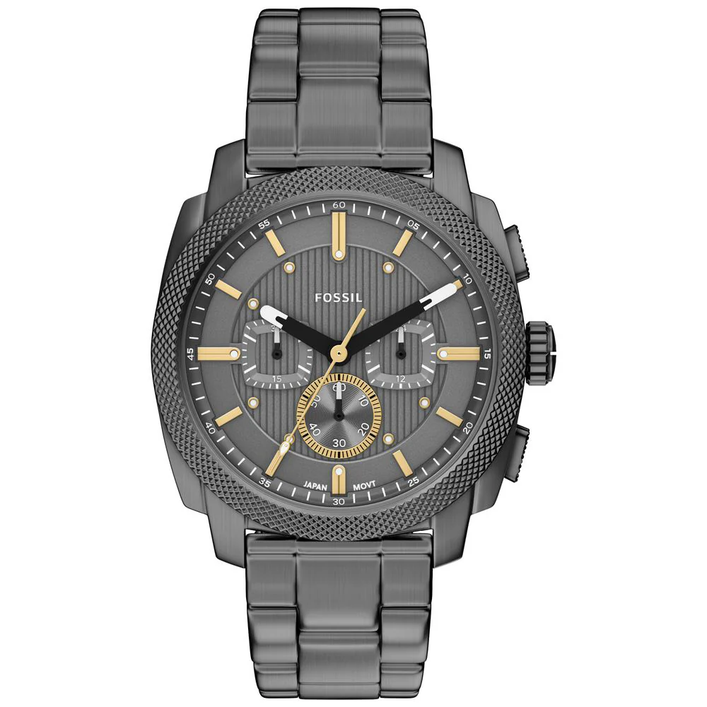 FS6160 FOSSIL Machine Stainless Steel Chronograph Water Resistant Leather Strap Modern Design