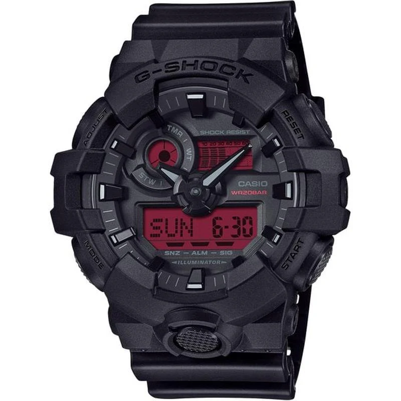 Casio Men's G-SHOCK Black And Bold Red GA-700BBR-1AJF Watch