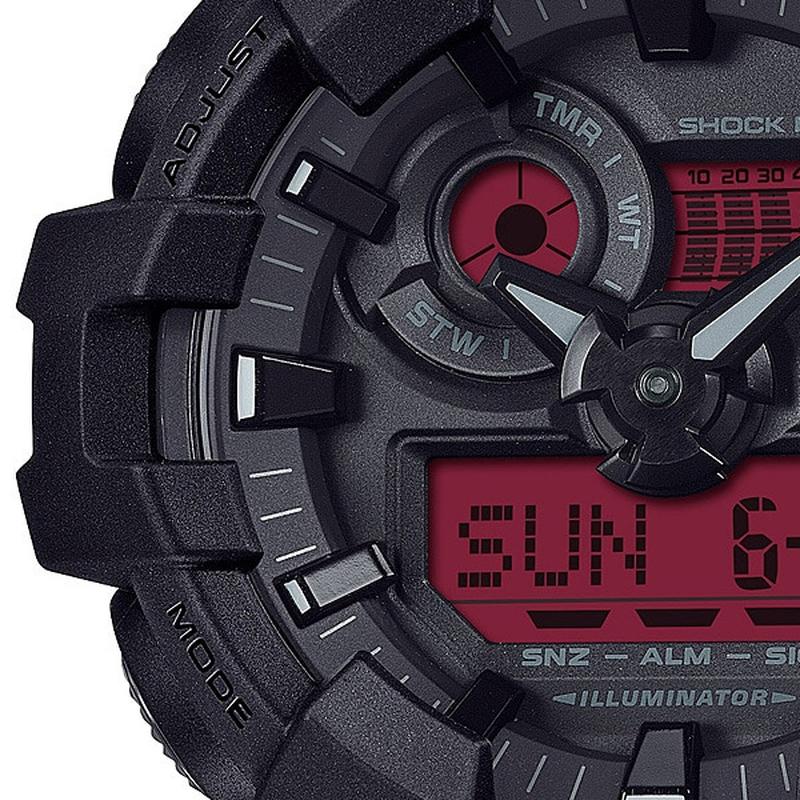 Casio Men's G-SHOCK Black And Bold Red GA-700BBR-1AJF Watch - Image 3