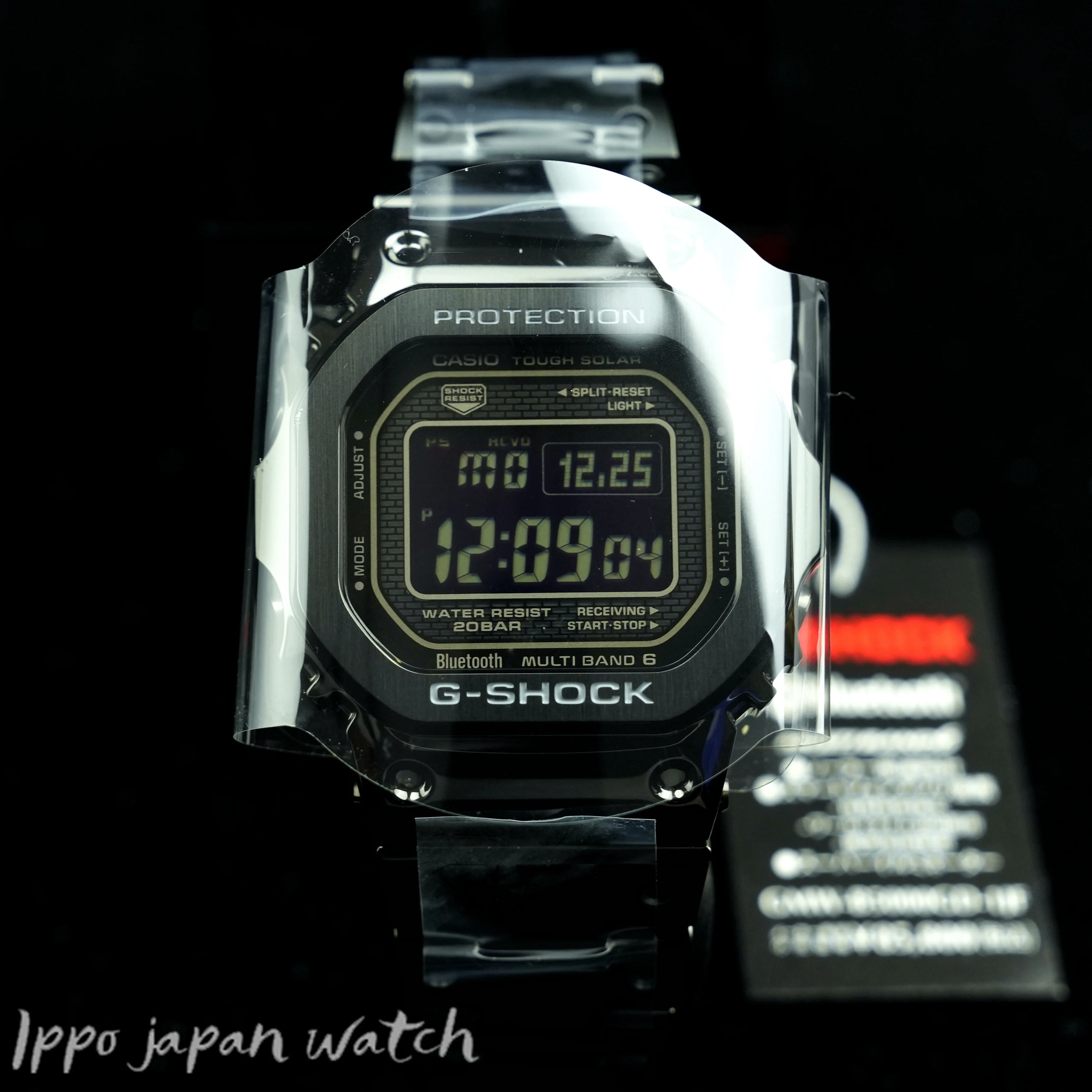 Casio Men's G-SHOCK ORIGIN Solar Radio Watch with Bluetooth, Full Metal, All Black GMW-B5000GD-1JF