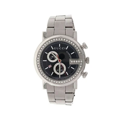 GUCCI YA101324 G Chrono Black Watch with 2 Year Warranty, Elegant Design, Swiss Quartz Movement, Water Resistant