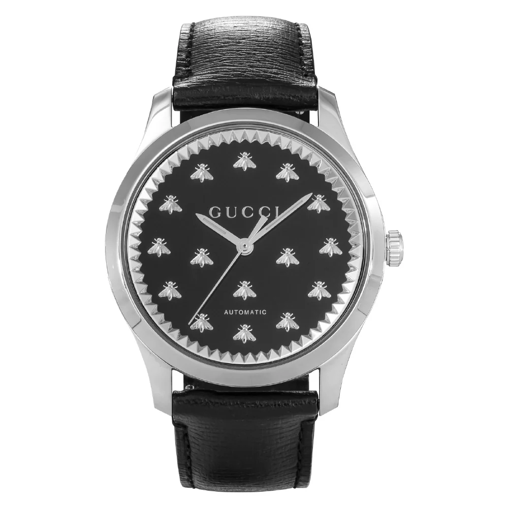 GUCCI YA126286 G-Timeless 2-Year Warranty Black Stainless Steel Quartz Watch Elegant Design