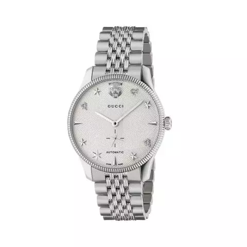 GUCCI YA126354 G Timeless Silver Watch with 2 Year Warranty, Elegant Design, Swiss Movement, and Water Resistance