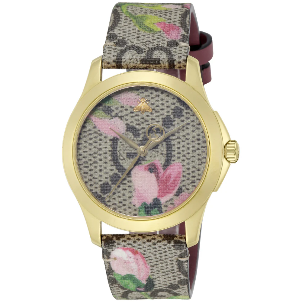 GUCCI YA1264038 G-Timeless Brown Leather Strap Swiss Movement 2-Year Warranty Luxury Watch