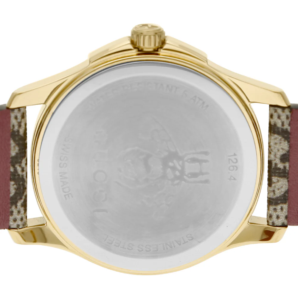 GUCCI YA1264038 G-Timeless Brown Leather Strap Swiss Movement 2-Year Warranty Luxury Watch - Image 4