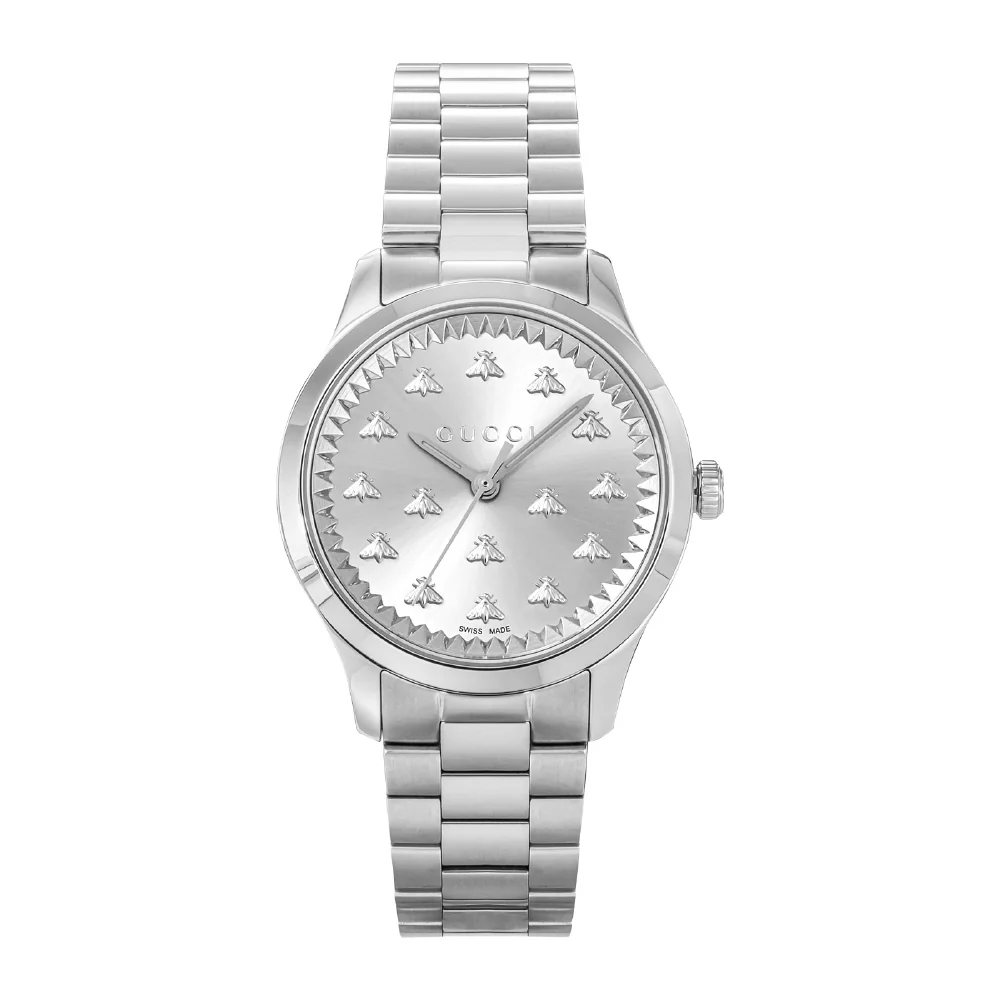 GUCCI YA1265031 G-Timeless Silver Stainless Steel Elegant Design 2-Year Warranty Classic Style