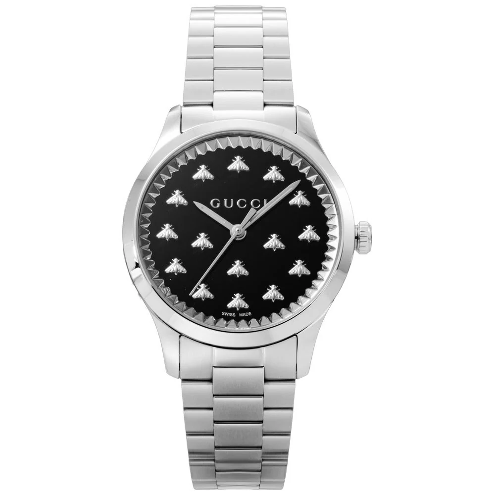 GUCCI YA1265034 G-Timeless 2-Year Warranty Black Stainless Steel Elegant Design Swiss Movement