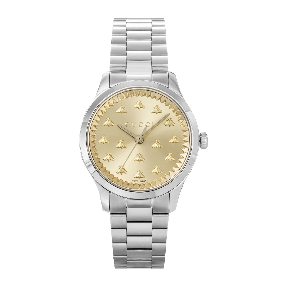 GUCCI YA1265035 G-Timeless Gold Elegant Design Swiss Movement Water Resistant 2-Year Warranty