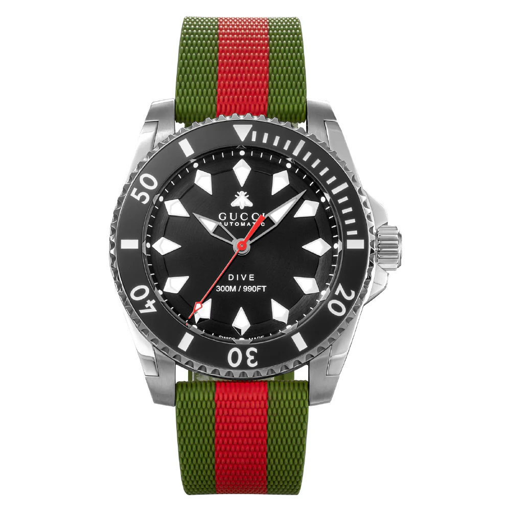 GUCCI YA136349 Dive 2-Year Warranty Black Stainless Steel Water Resistant Elegant Design
