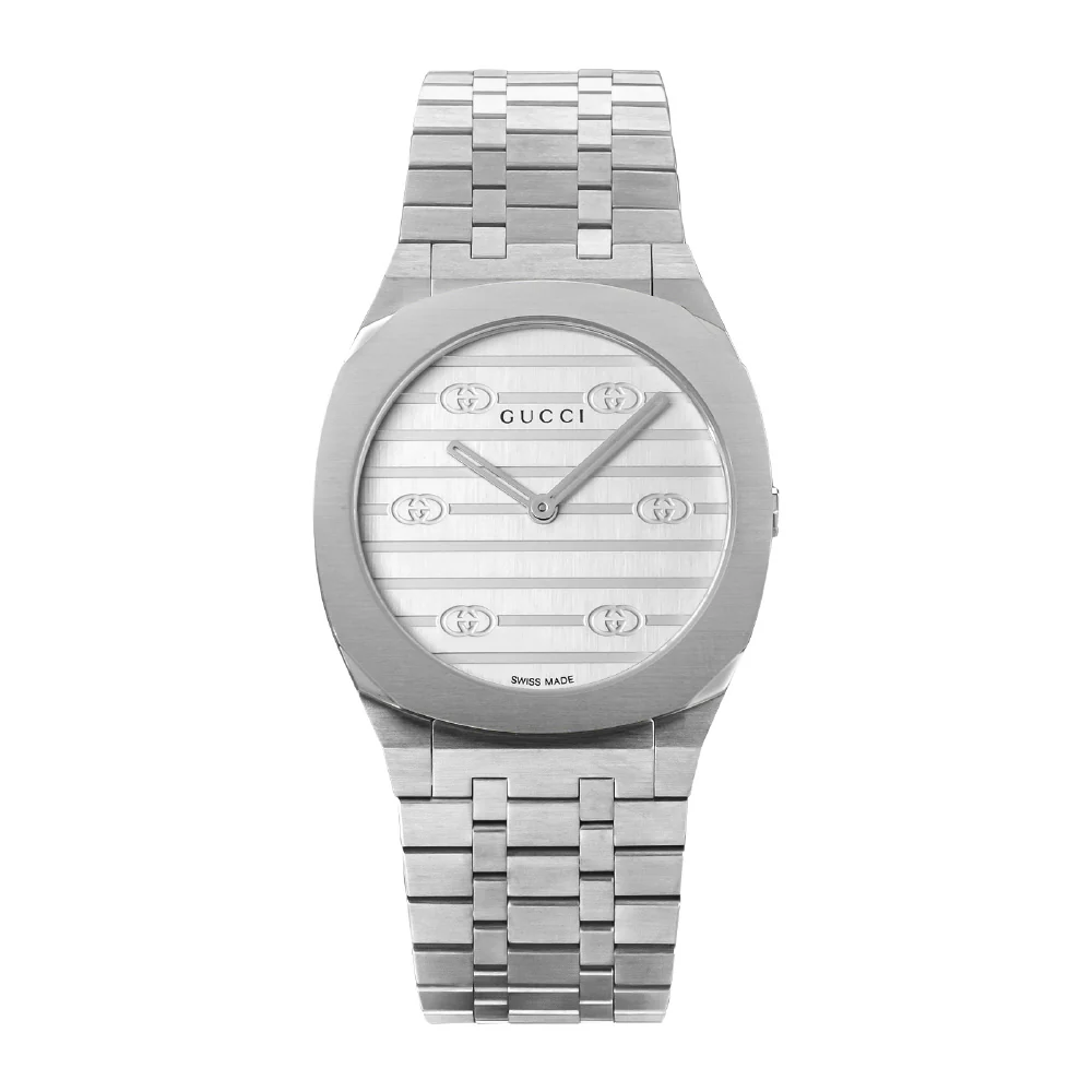 GUCCI YA163501 Luxury Silver Watch with 2-Year Warranty Elegant Design Swiss Movement Water Resistant