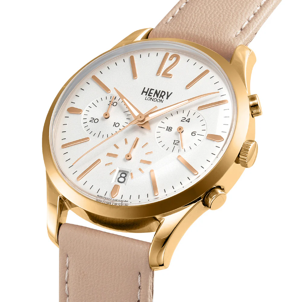 HENRY LONDON HL39 CS 0442 AL Elegant Apple Leather Watch with 2 Year Warranty, Timeless White Design and Genuine Quality - Image 2