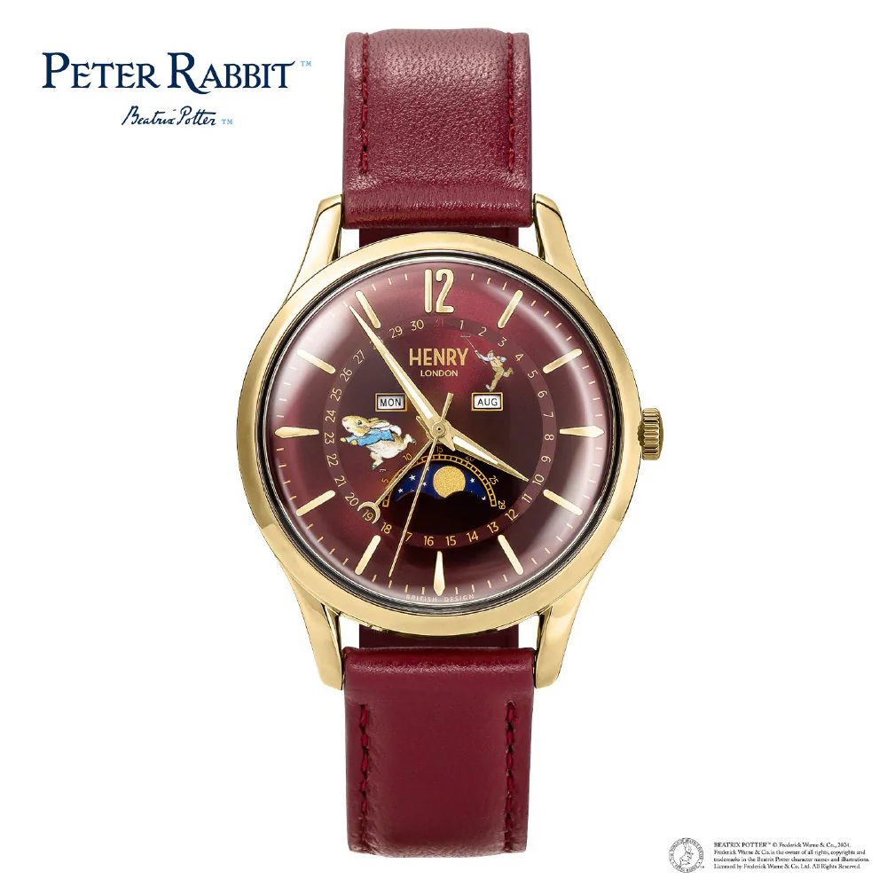 HENRY LONDON HL39 LS 0426 PR Peter Rabbit Collaboration Watch with 2 Year Warranty, Elegant Red Design and Genuine Craftsmanship
