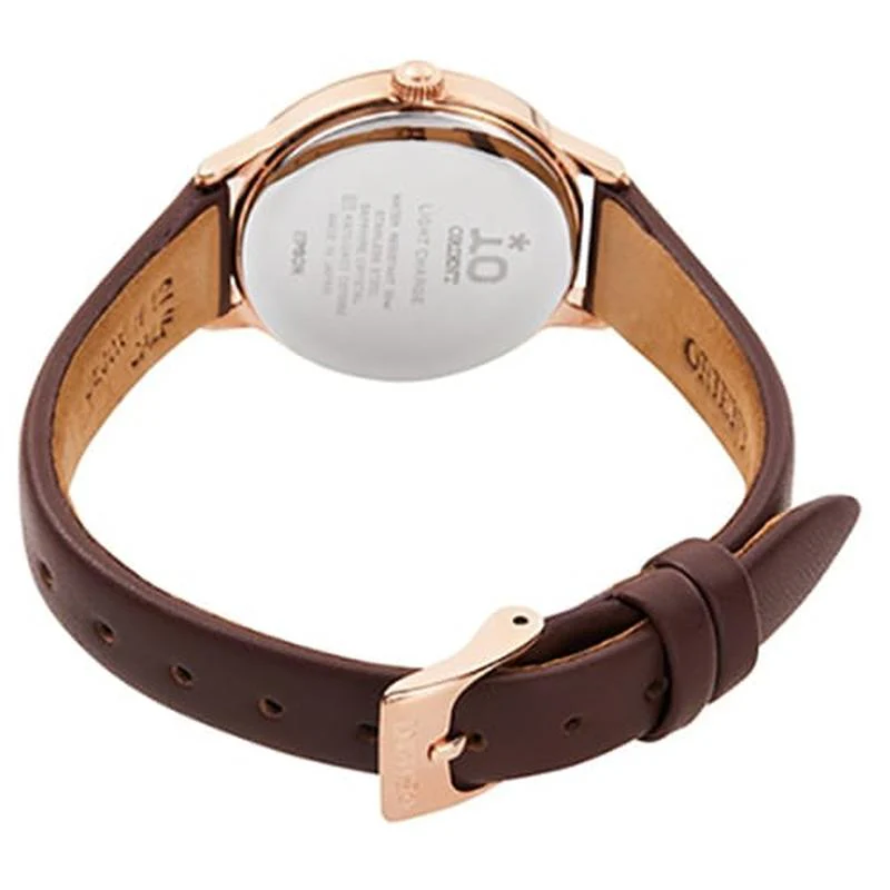 iO NATURAL & PLAIN Solar-Powered Leather Band Women's Watch RN-WG0410S - Image 2