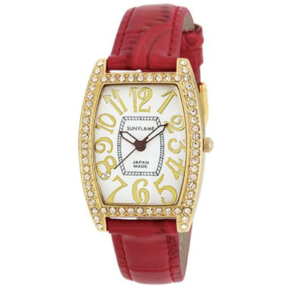 JF4D0006-RE Fashion Watch Made in Japan Series Tonau Shape Leather Strap Red Stylish Design Water Resistant Durable
