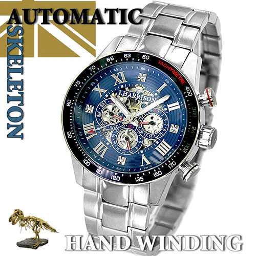 J.H-020BNV NV Men's Mechanical Watch Automatic Skeleton Design Multifunctional Black Stainless Steel - Image 2