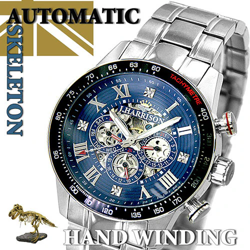 J.H-020BNV NV Men's Mechanical Watch Automatic Skeleton Design Multifunctional Black Stainless Steel - Image 3