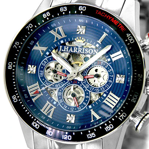 J.H-020BNV NV Men's Mechanical Watch Automatic Skeleton Design Multifunctional Black Stainless Steel - Image 5