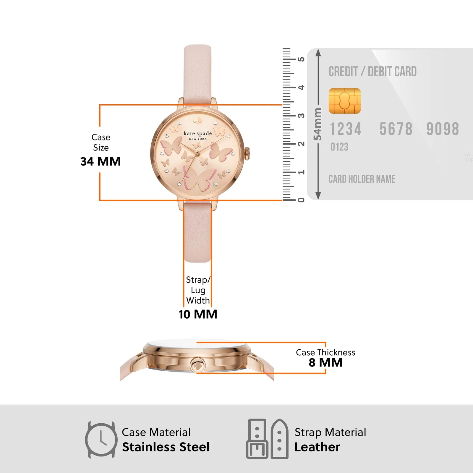 KATE SPADE METRO KSW1733 Pink Rhinestone Women's Watch - Image 5