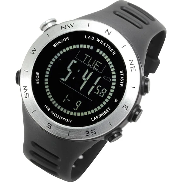 LAD WEATHER LAD048sv-bk German Sensor Heart Rate Weather Altimeter Compass USB Rechargeable