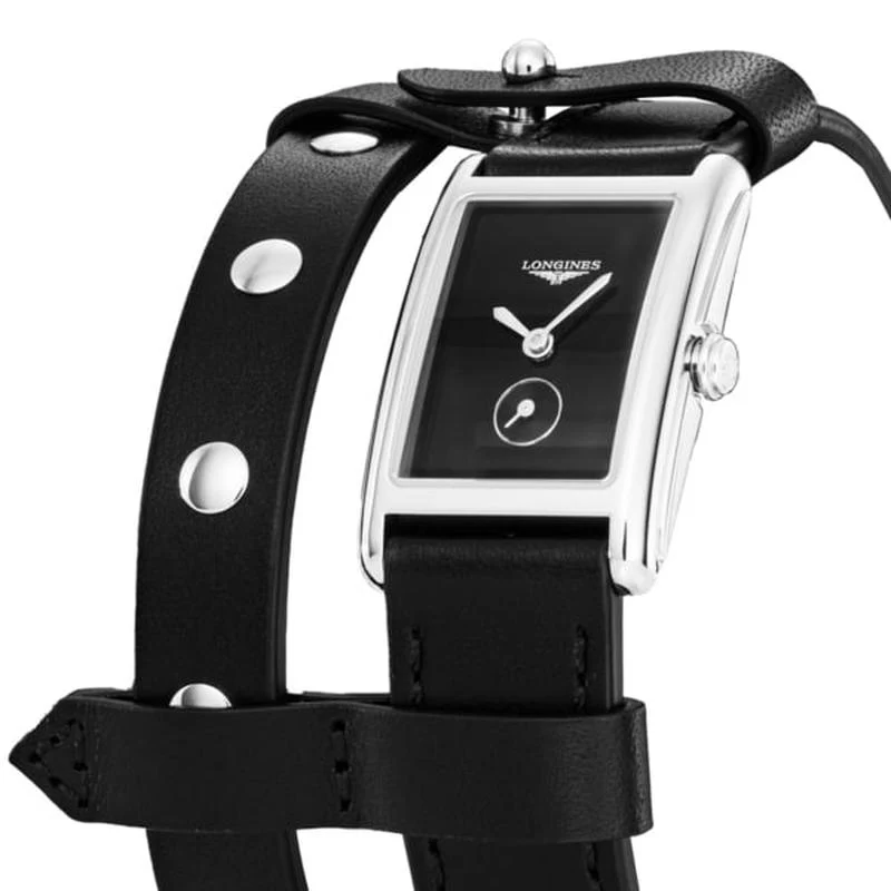 Longines L5.255.4.59.2 DolceVita Quartz Women's Black Leather Watch - Image 2