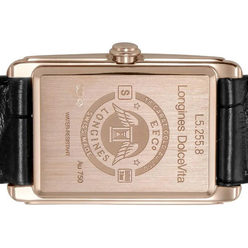 Longines L5.255.8.57.0 DolceVita Quartz Women's Black Leather Watch - Image 4